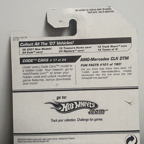 2007 Hot Wheels #101 Code Car 17/24 AMG-MERCEDES CLK DTM Silver Variant w/Pr5 Sp - Picture 7 of 8